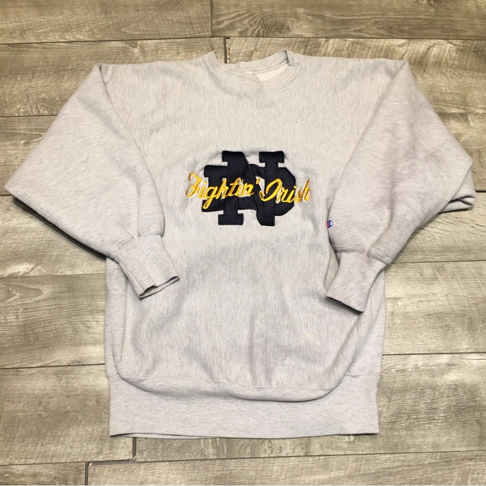 Vintage Champion Reverse Weave Notre Dame Fighting Irish Pullover Sweatshirt LG